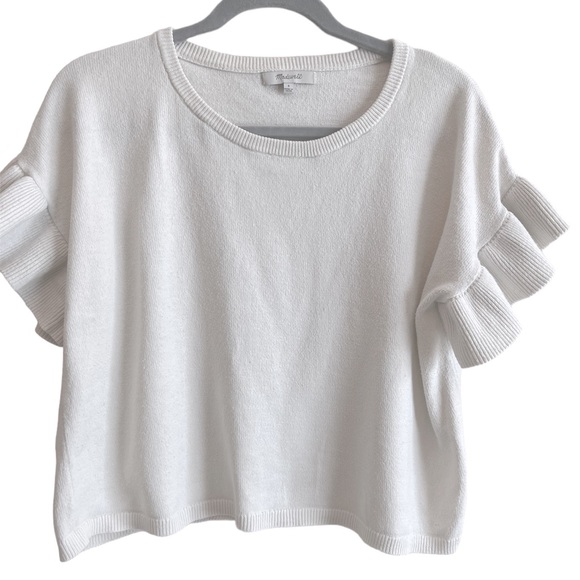Madewell Sweaters - Madewell ivory short sleeve sweater with flutter sleeves.  Size S